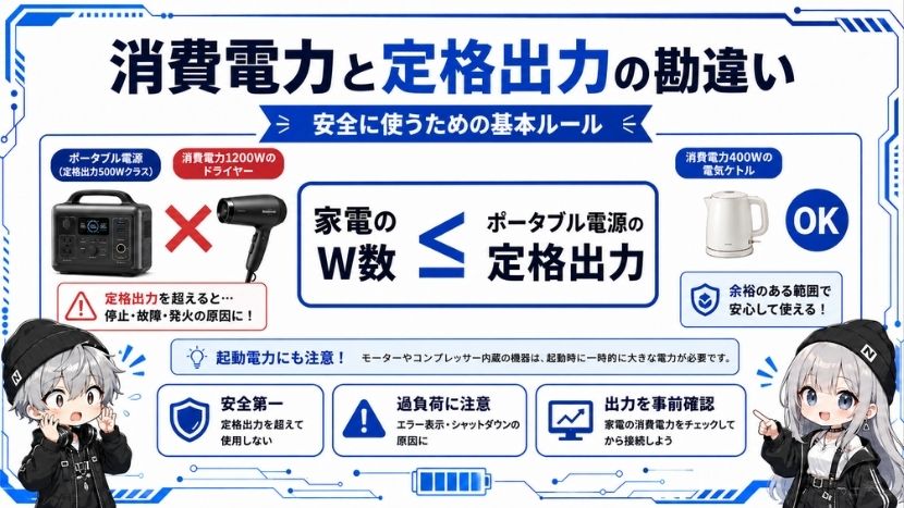 消費電力と定格出力の勘違い