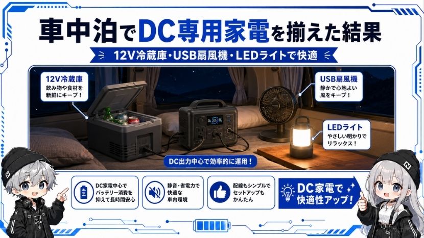 車中泊でDC専用家電を揃えてみた結果