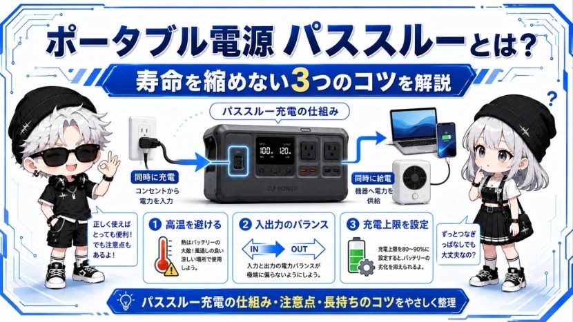 ポータブル電源 パススルーとは？寿命を縮めない3つのコツを解説
