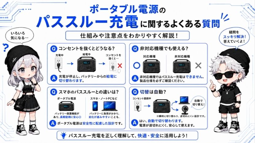 ポータブル電源のパススルー充電に関するよくある質問(Q&A)