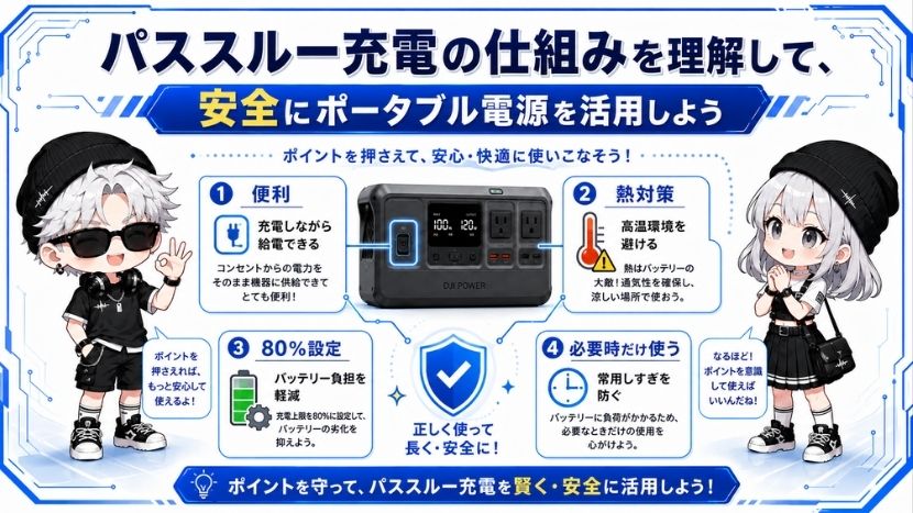 まとめ:パススルー充電の仕組みを理解して、安全にポータブル電源を活用しよう