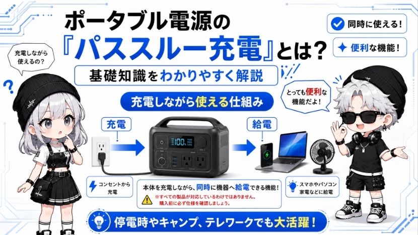 ポータブル電源の「パススルー充電」とは?基礎知識をわかりやすく解説