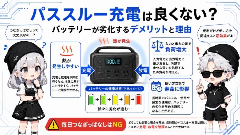 パススルー充電は良くない?バッテリーが劣化するデメリットと理由