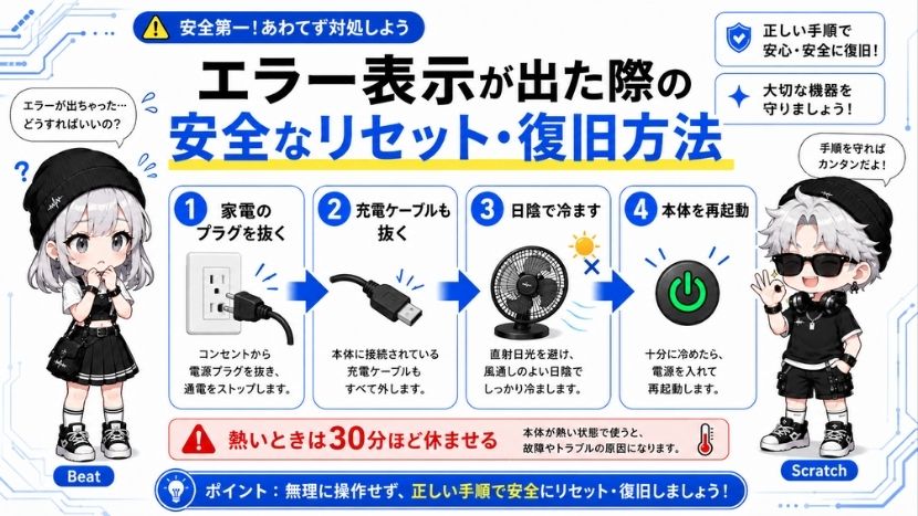 【ステップ解説】エラー表示が出た際の安全なリセット・復旧方法