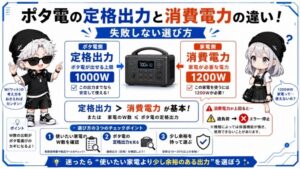 ポタ電の定格出力と消費電力の違い！失敗しない選び方