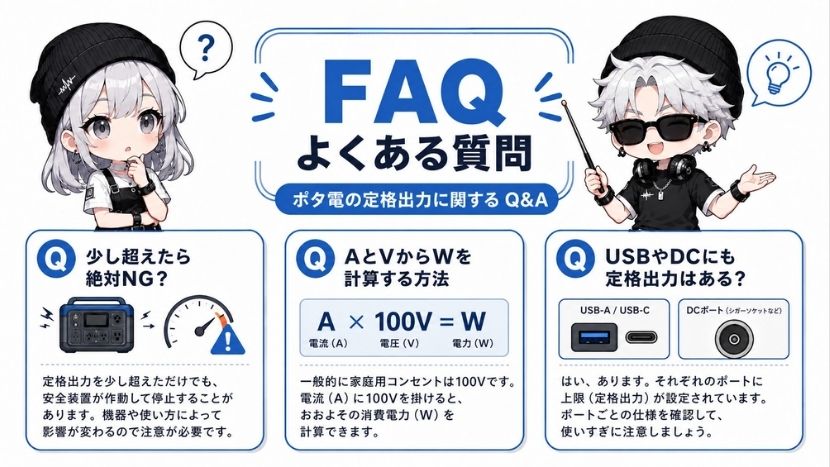 ポタ電の定格出力に関するよくある質問(Q&A)