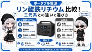 ポータブル電源 リン酸鉄リチウム 比較！三元系との違いと選び方