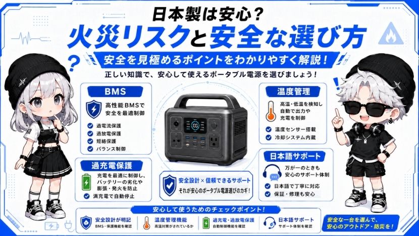 日本製は安心？ポータブル電源の火災リスクと安全な選び方