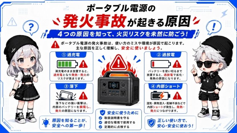 なぜポータブル電源の発火事故が起きるのか？原因を分析