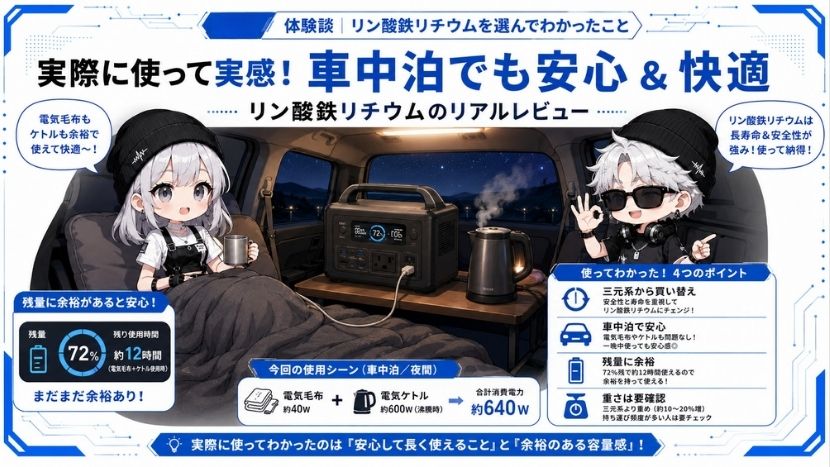 【体験談】私がリン酸鉄リチウムのポータブル電源を選んでわかったこと