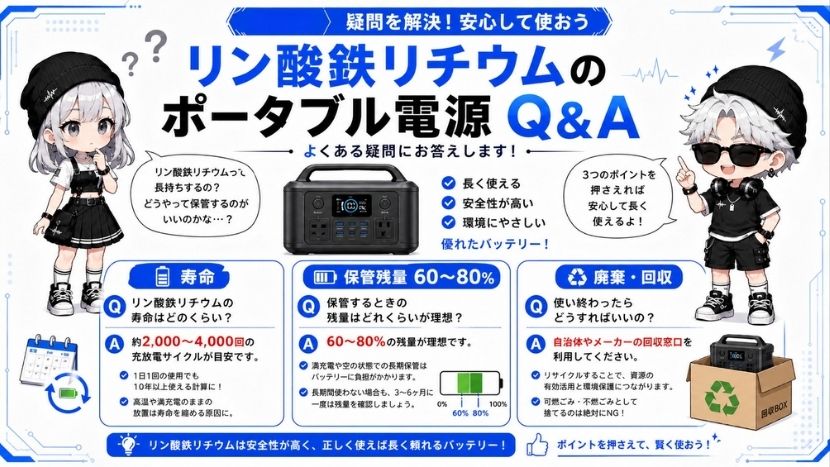 FAQ｜リン酸鉄リチウムのポータブル電源に関するよくあるQ&A