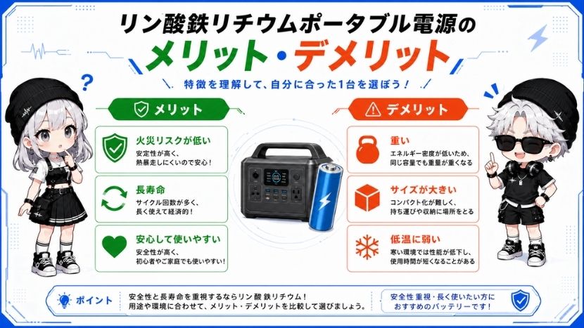 【徹底比較】リン酸鉄リチウムポータブル電源のメリット・デメリット