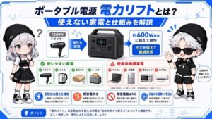 ポータブル電源 電力リフトとは？使えない家電と仕組みを解説