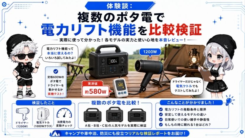 【体験談】私が複数のポタ電で電力リフト機能を比較検証してわかったこと