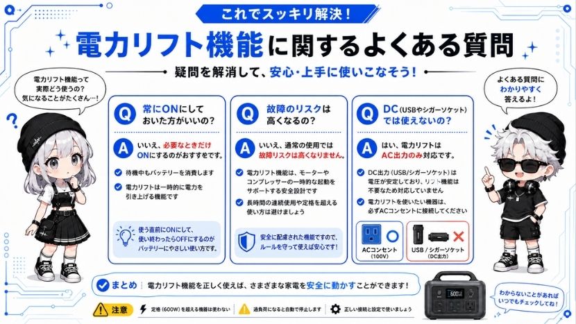 ポータブル電源の電力リフト機能に関するよくある質問（Q&A）