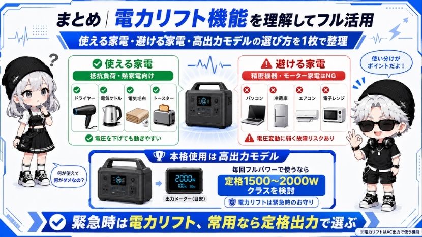 まとめ：電力リフト機能を理解してポータブル電源をフル活用しよう
