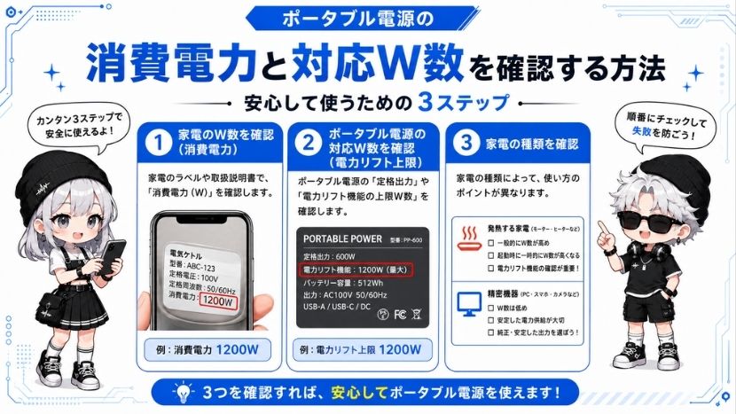 スマホで簡単！購入前に消費電力と対応W数を確認する方法