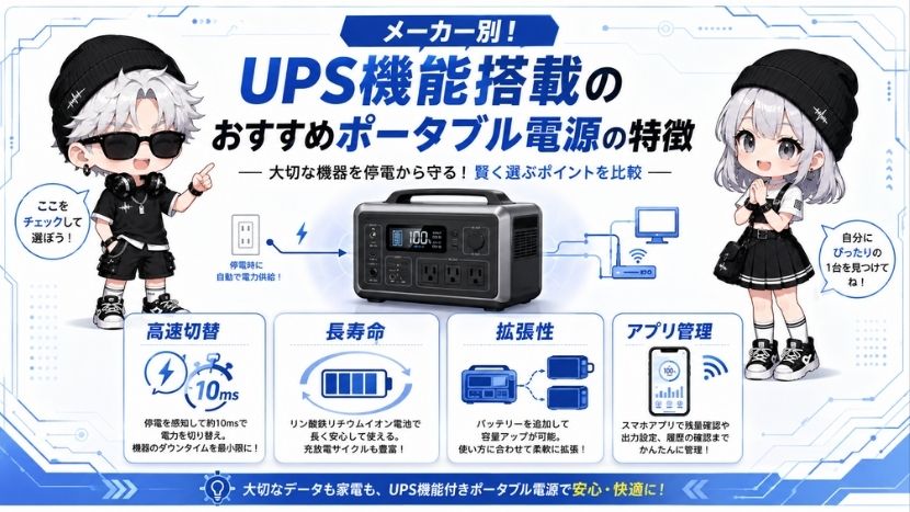メーカー別！UPS機能搭載のおすすめポータブル電源の特徴