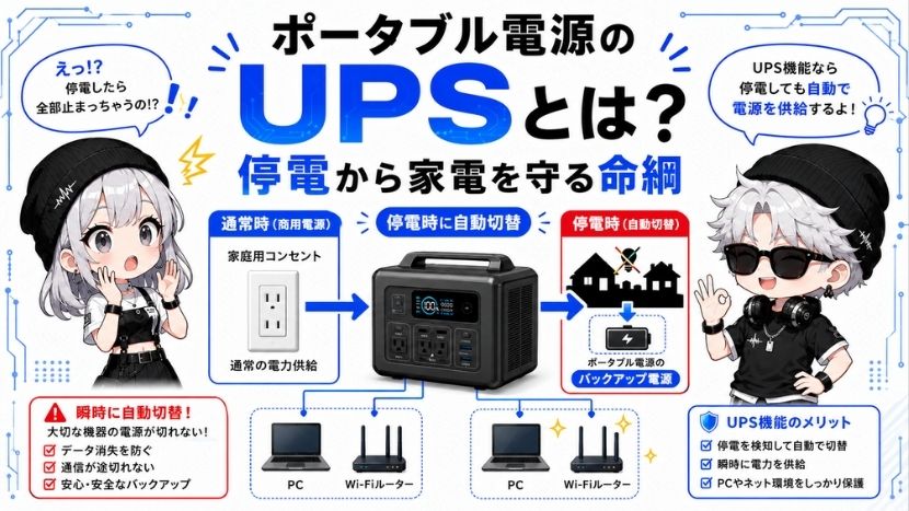 ポータブル電源のUPSとは？停電から家電を守る「命綱」