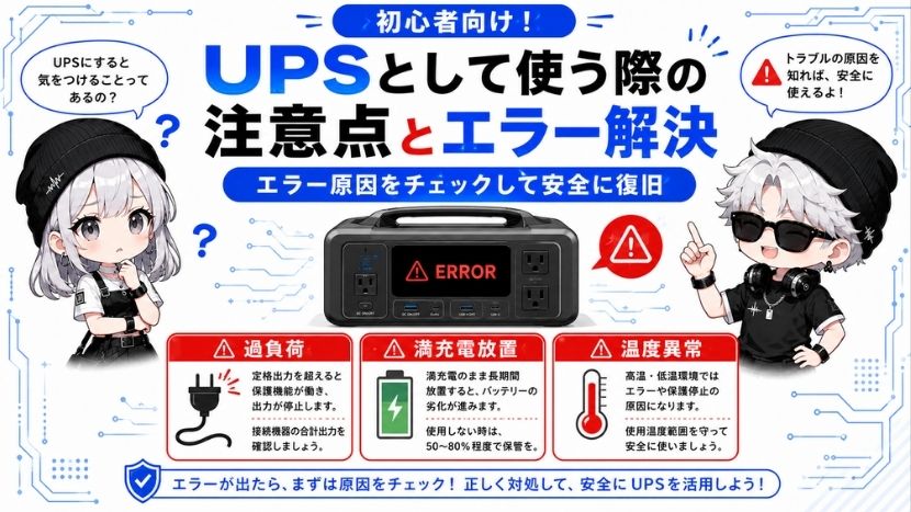 「エラーが発生しました」UPSとして使う際の注意点と解決策