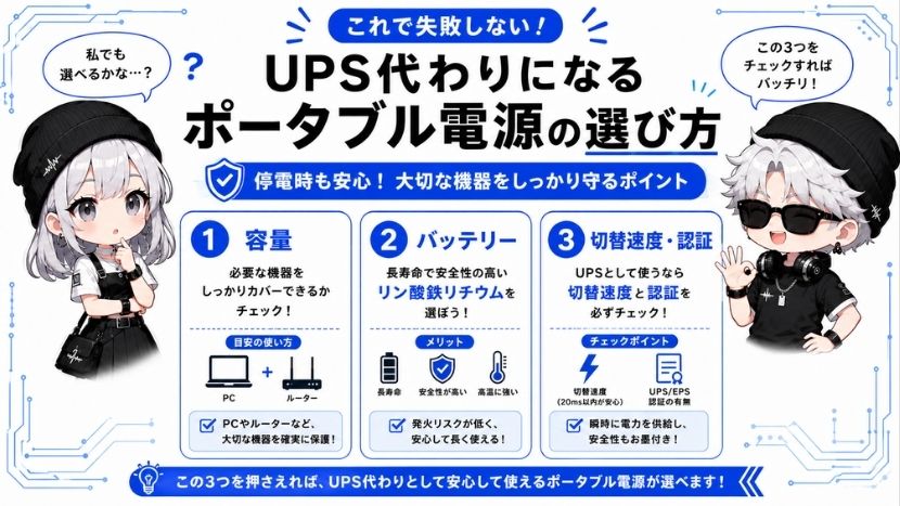 失敗しない！UPS代わりになるポータブル電源の選び方