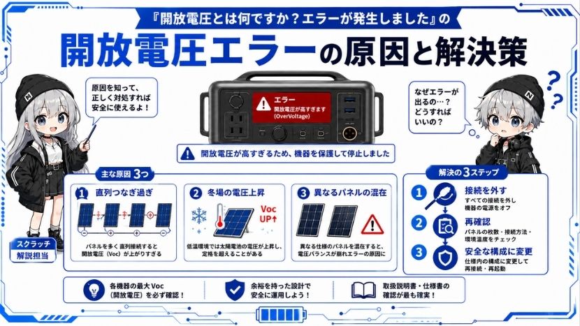 「開放電圧とは何ですか?エラーが発生しました」の原因と解決策