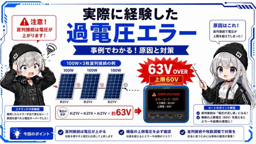 私が実際に経験した過電圧エラーとシャットダウンの失敗例