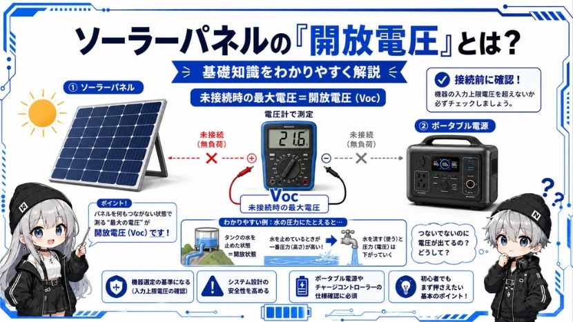 ソーラーパネルの「開放電圧」とは?基本知識をわかりやすく解説