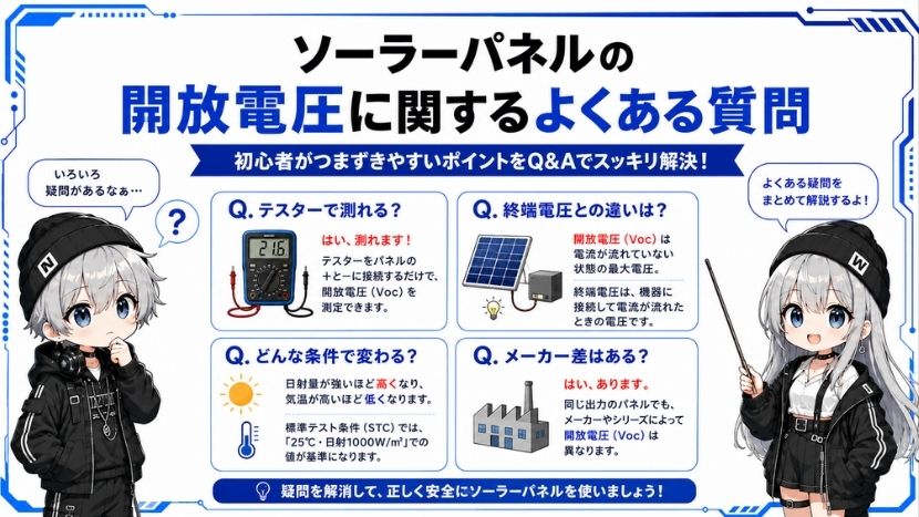ソーラーパネルの開放電圧に関するよくある質問(Q&A)
