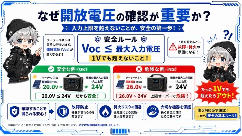 なぜ開放電圧の確認がシステム構築において重要なのか?