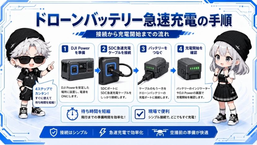 ドローンバッテリー(Mavic 3など)を急速充電するステップ