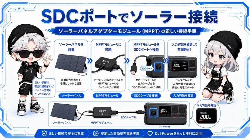 ソーラーパネルアダプターモジュール(MPPT)の正しい接続手順