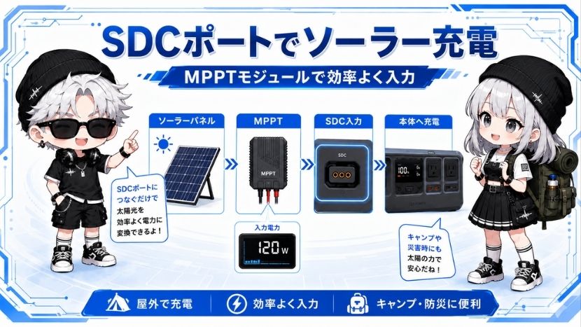 【ソーラー充電入力】専用モジュールを使った太陽光からの給電